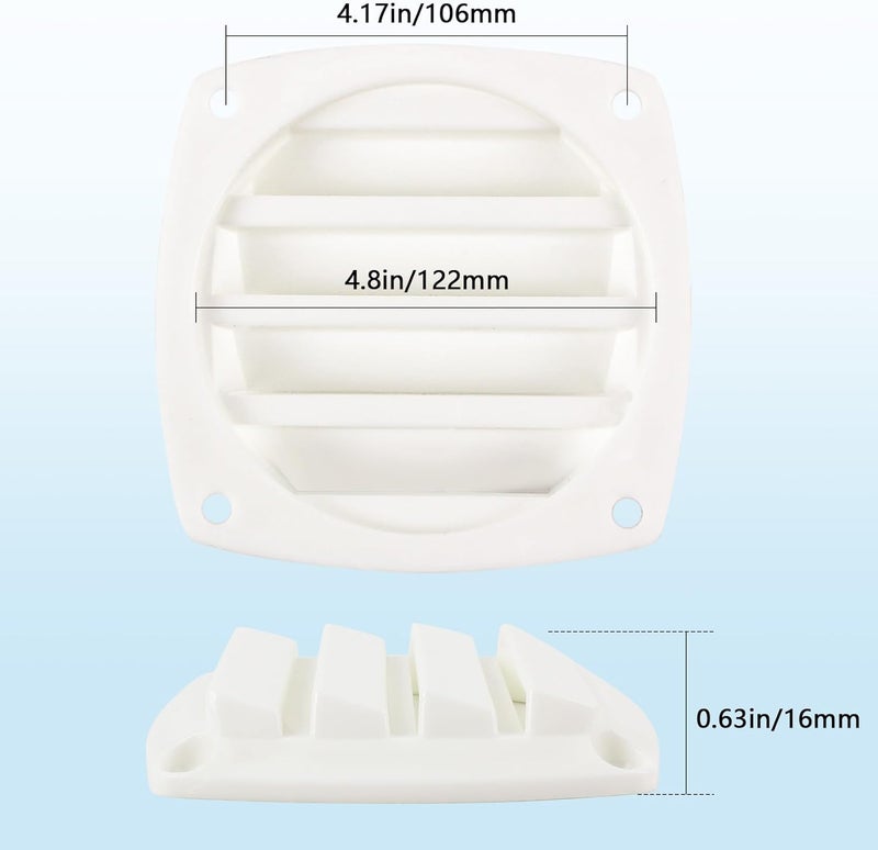 BALAVA Marine Boat Vent 3in/5in,Louvered Flush Plastic Thru Vent,Nylon Louvered Vents,Boat Marine Hull Grill Cover Replacement Part for Boats RVs,Include Screws - Image 3